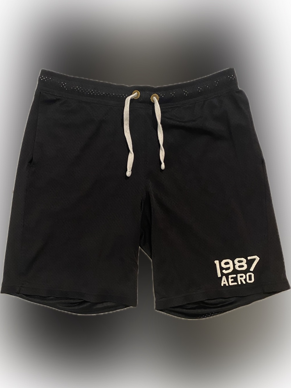 Aeropostale athletic brand mesh shorts, size M, color black